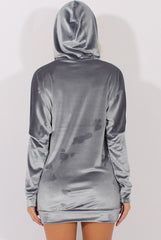 Grey Velvet Oversized Hoodie - Reagan-Hoodies