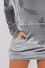 Grey Velvet Oversized Hoodie - Reagan-Hoodies