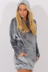 Grey Velvet Oversized Hoodie - Reagan-Hoodies