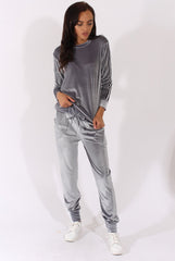 Grey Velvet Stripe Tracksuit - Armani-Tracksuits
