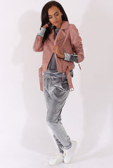 Grey Velvet Stripe Tracksuit - Armani-Tracksuits