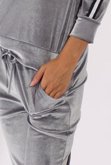 Grey Velvet Stripe Tracksuit - Armani-Tracksuits