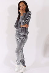 Grey Velvet Stripe Tracksuit - Armani-Tracksuits