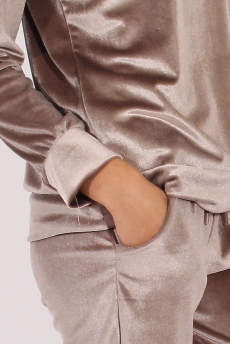 Grey Velvet Tracksuit- Liv-Tracksuits