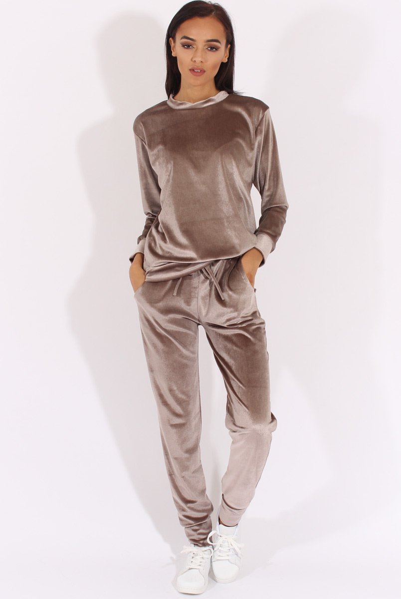 Grey Velvet Tracksuit- Liv-Tracksuits