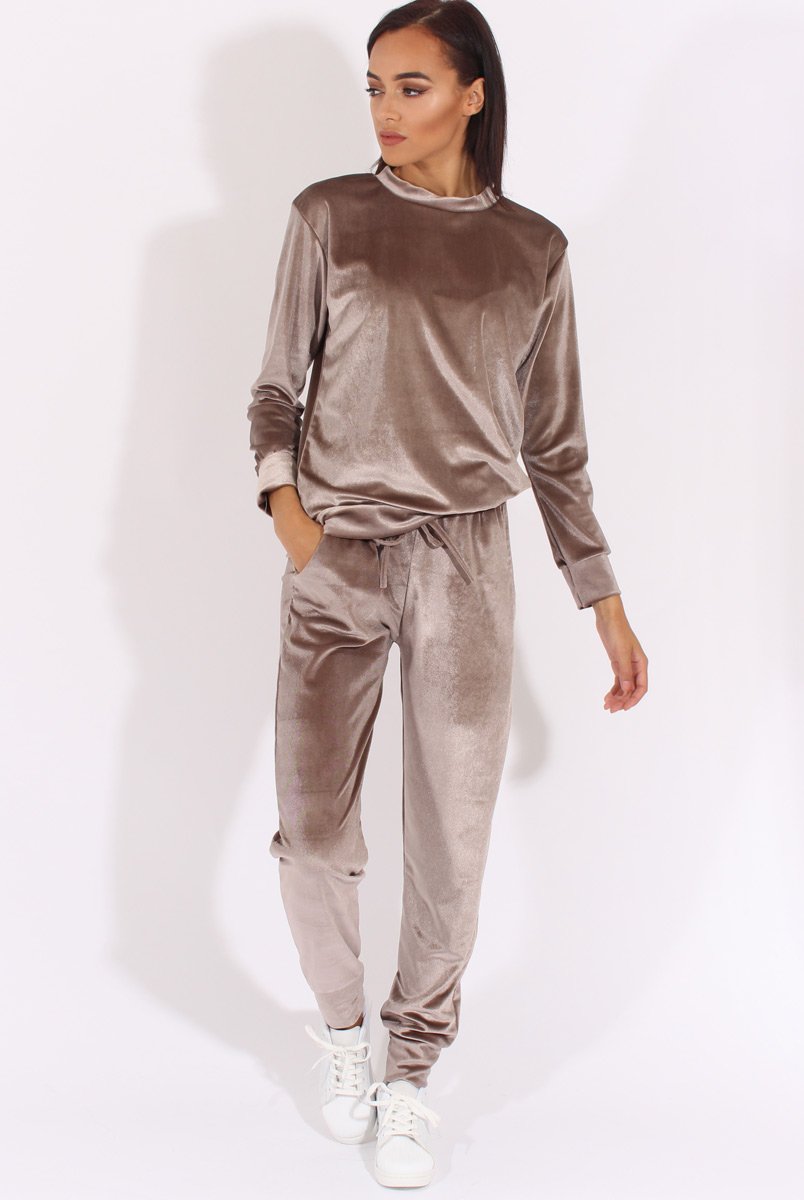 Grey Velvet Tracksuit- Liv-Tracksuits