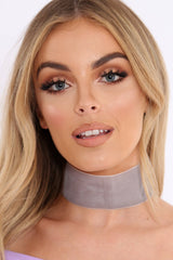 Grey Velvet Wide Choker - Aala-Chokers