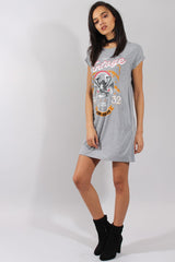 Grey Vintage Eagle T-Shirt Dress - Eloise-Dresses