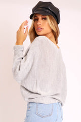 Grey Vogue Graphic Slouchy Knit Jumper - Janel-Jumper