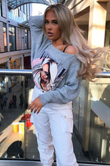 Grey Vogue Graphic Slouchy Knit Jumper - Janel-Jumper