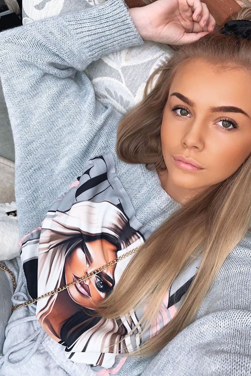 Grey Vogue Graphic Slouchy Knit Jumper - Janel-Jumper