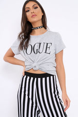 Grey Vogue Slogan Top - Birda-Tops