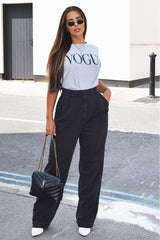 Grey Vogue Slogan Top - Birda-Tops