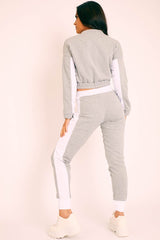 Grey White Stripe Cuff Bottom Tracksuit Co-ord - Nadie-Tracksuits