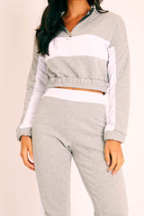 Grey White Stripe Cuff Bottom Tracksuit Co-ord - Nadie-Tracksuits
