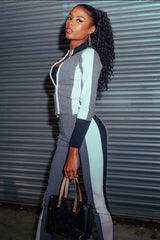Grey White and Black Striped Tracksuit - Cayla-Co-ords