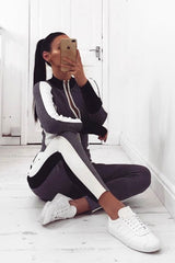 Grey White and Black Striped Tracksuit - Cayla-Co-ords