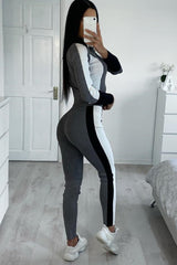 Grey White and Black Striped Tracksuit - Cayla-Co-ords