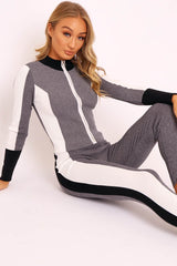 Grey White and Black Striped Tracksuit - Cayla-Co-ords