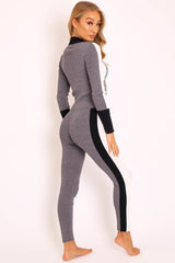 Grey White and Black Striped Tracksuit - Cayla-Co-ords