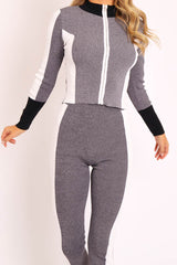 Grey White and Black Striped Tracksuit - Cayla-Co-ords