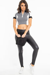 Grey White and Black Zip Detail Top - Aanika-Tops