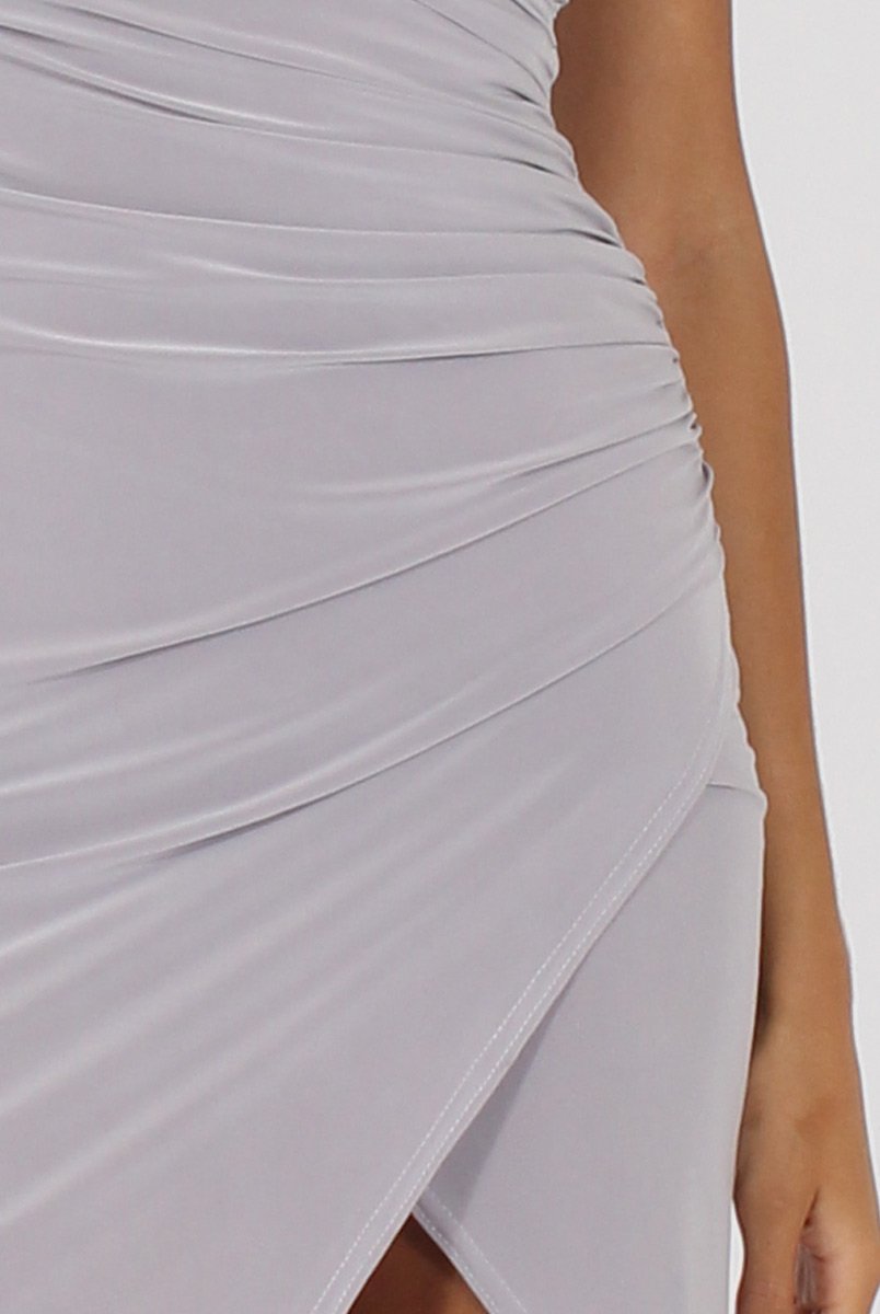 Grey Wrap Around Dress - Kesha-Dresses