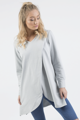 Grey Wrap Around Oversized Hoodie - Yasmin-Hoodies