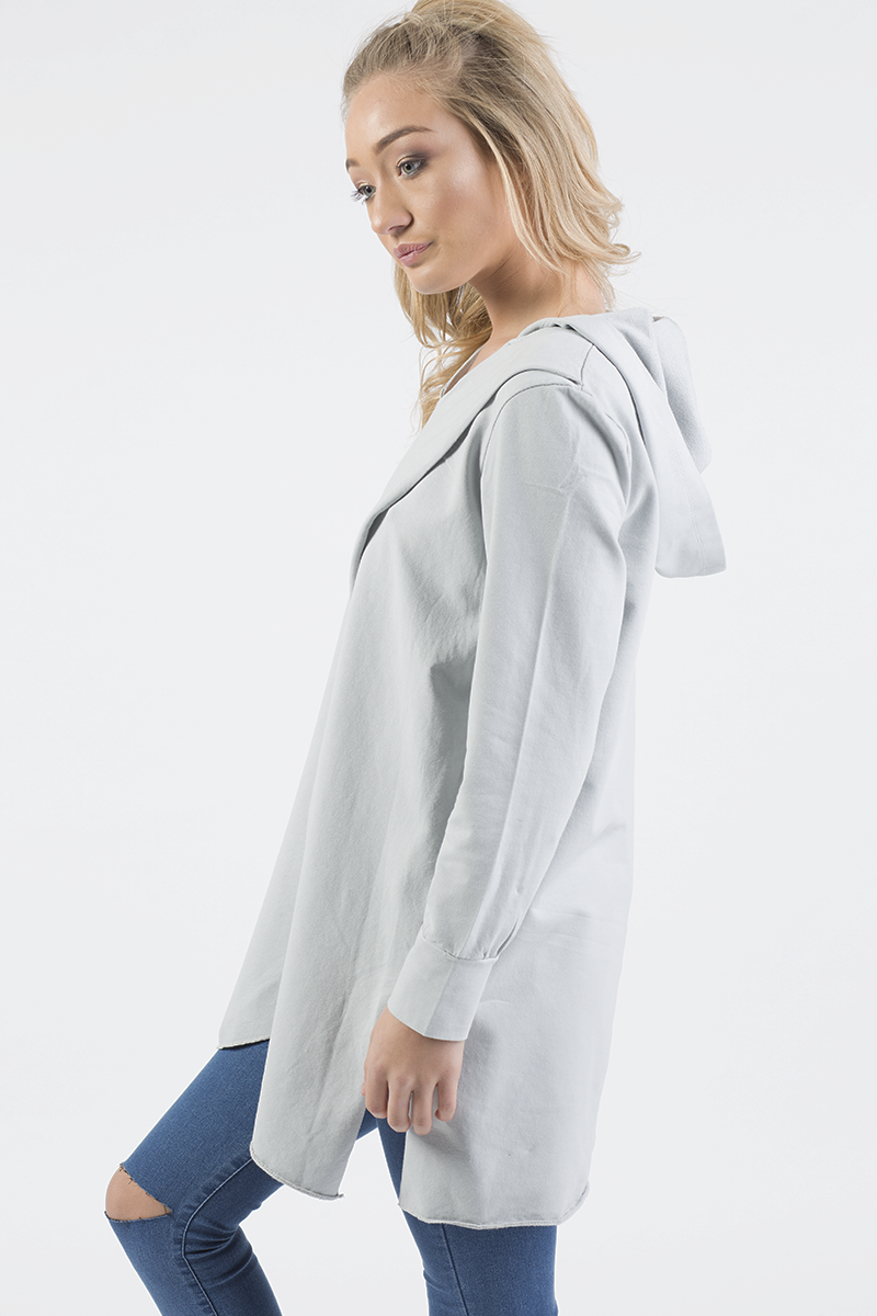 Grey Wrap Around Oversized Hoodie - Yasmin-Hoodies