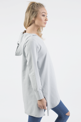 Grey Wrap Around Oversized Hoodie - Yasmin-Hoodies