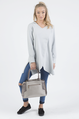 Grey Wrap Around Oversized Hoodie - Yasmin-Hoodies
