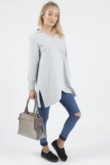 Grey Wrap Around Oversized Hoodie - Yasmin-Hoodies