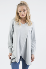 Grey Wrap Around Oversized Hoodie - Yasmin-Hoodies