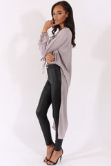 Grey Wrap Front Dip Hem Shirt - Kamlyn-Shirts