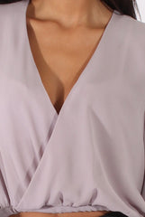 Grey Wrap Front Dip Hem Shirt - Kamlyn-Shirts