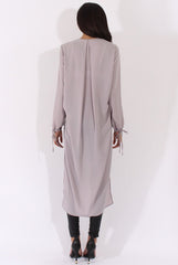 Grey Wrap Front Dip Hem Shirt - Kamlyn-Shirts