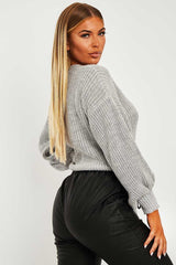 Grey Wrap Tie Details Cardigan - Lucy-Cardigans