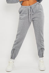 Grey Zip Ankle Joggers - Lanah-Joggers