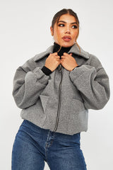 Grey Zip Front Side Pocket Shacket - Lima-Shacket