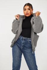 Grey Zip Front Side Pocket Shacket - Lima-Shacket