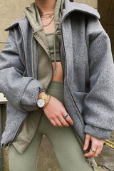 Grey Zip Front Side Pocket Shacket - Lima-Shacket