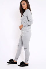 Grey Zip Loungewear Set - Kelly-Loungewear