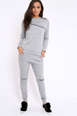 Grey Zip Loungewear Set - Kelly-Loungewear