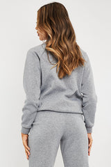 Grey Zip Neck Detail Sweatshirt - Jayda-Sweatshirts