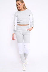 Grey and White Colour Block Loungewear Set - Elody-Loungewear