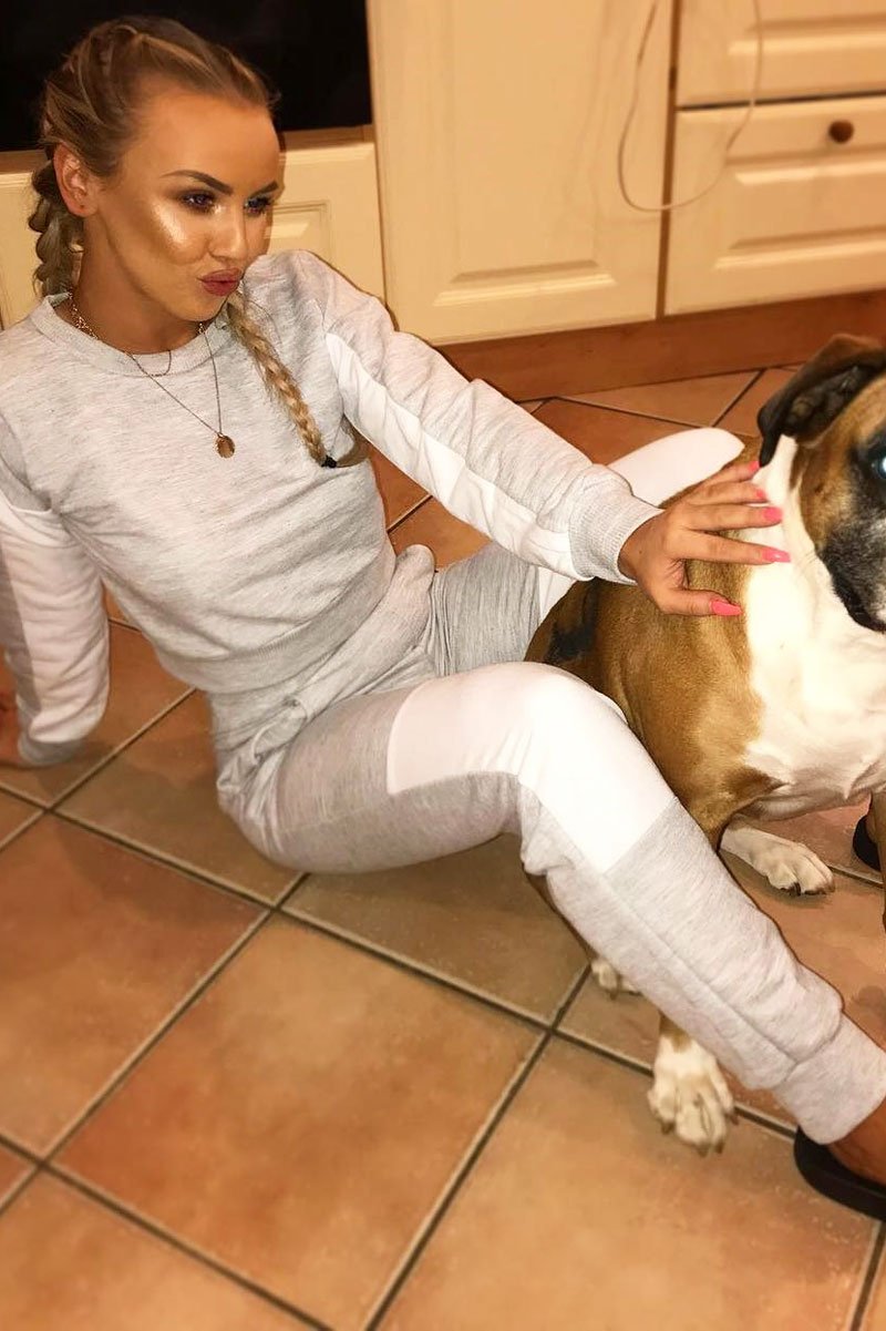 Grey and White Colour Block Loungewear Set - Elody-Loungewear