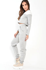 Grey and White Contrast Panel Tracksuit - Soraya-Loungewear