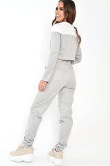 Grey and White Contrast Panel Tracksuit - Soraya-Loungewear