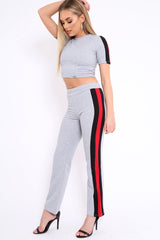 Grey with Red and Black Side Stripe Co-ord - Farris-Co-ords