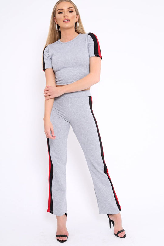 Grey with Red and Black Side Stripe Co-ord - Farris